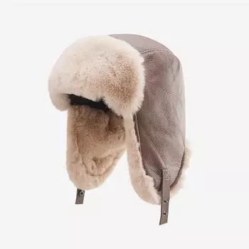 Кепка Lei Feng из искусственной кожи для мужчин и женщин, зимняя, утолщенная, теплая, для велоспорта, хлопковая, плюшевая, для защиты ушей, для полетов One Size коричневый