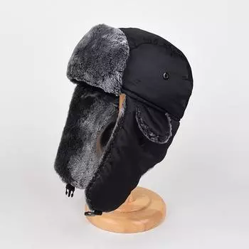 Кепка Lei Feng мужская осенне-зимняя для велоспорта, ветра и холода, утолщенная защита ушей, теплая хлопковая кепка для женщин One Size чёрный