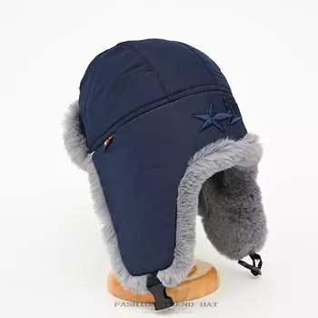 Кепка Lei Feng Reverse Wear для мужчин, зимняя, мягкая, утолщенная, для защиты ушей, хлопковая, детская, для велоспорта, пилота, локомотива One Size серый