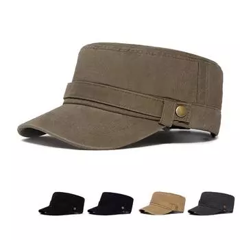 Кепка мужская бейсболка с плоским верхом из хлопка на осень чёрный