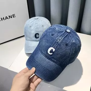Кепка мужская и женская трендовая ретро мягкая кепка с буквой C бейсболка ковбой летняя универсальная кепка с маленьким козырьком adjustable