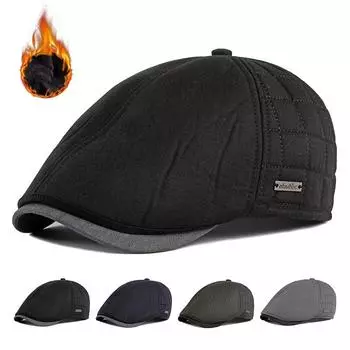 Кепка мужская, осенне-зимняя кепка газетчика, утолщенный теплый берет, британская винтажная плоская кепка, восьмиугольная шляпа художника в стиле Гэтсби, Gorro Hombre Boina темно-синий