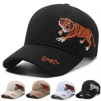 Кепка мужская весенне-осенняя бейсболка с вышивкой тигра мужская уличная кепка белый