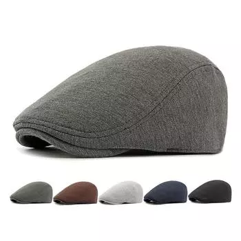 Кепка Мужская Женская Осенне-Зимняя Берет Британская Винтажная Кепка Плоская Кепка Водительская Шляпа Плющ Гэтсби Шляпы Художников чёрный