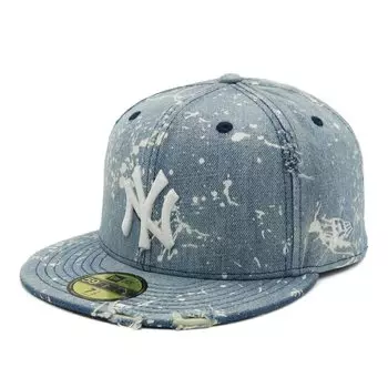 Кепка New Era 59FIFTY 14551039 NER34C1618 MLB New York Yankees NY синяя джинсовая с эффектом потертости 7 Splash paint Denim ONSPOTZ кепка по специальному заказу Gokyu Fifty сезонная