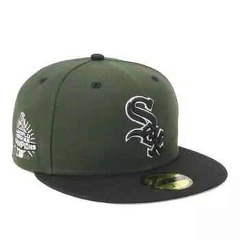 Кепка Newera 59FIFTY 70907338 NER36C0781 MLB Chicago White Sox CWS Dark Seaweed Green 8 НАШИВКА СБОКУ ПОД КОЗЫРЬКОМ ONSPOTZ Изготовленная на заказ кепка Gokyu Fifty