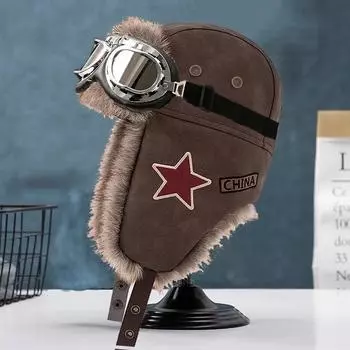 Кепка Pilot Thunderbird Мужская защитная кепка для ушей Женская зимняя ветрозащитная кепка для езды на велосипеде с красной звездой Ретро холодная теплая кепка One Size
