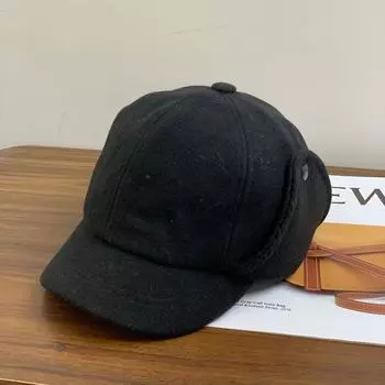 Кепка пилота для активного отдыха, женская, мужская, осенне-зимняя, бархатная, теплая, для езды на велосипеде, для защиты ушей, универсальная, для летчиков M56-58cm чёрный