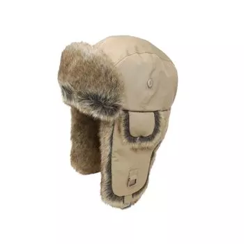 Кепка пилота из поликоттона с мехом, кепка пилота, кепка-бомбардировщик, кепка для защиты от холода [Великолепно] бежевый