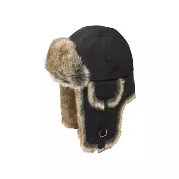 Кепка пилота из поликоттона с мехом, кепка пилота, кепка-бомбардировщик, кепка для защиты от холода [Великолепно] чёрный