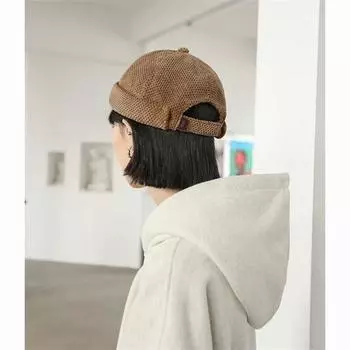 Кепка помещика для улицы, мужская и женская, весна и осень, простая однотонная меховая шапка с дыней, ретро-уличная кепка моряка в стиле Харадзюку, осень и зима M56-58cm темно-коричневого