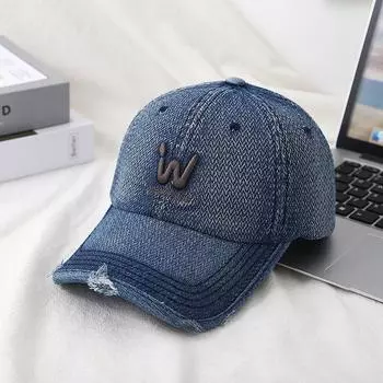 Кепка простая вышитая буква мягкий верх кепка весенне-летняя козырек от солнца бейсболка для мужчин и женщин M56-58cm чёрный