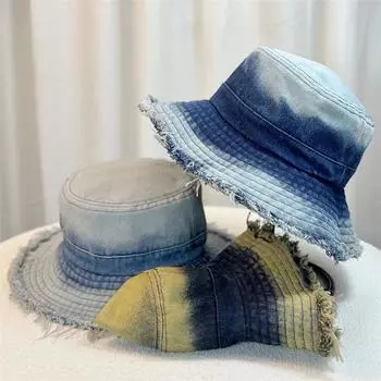 Кепка рыбака из денима с градиентной бахромой, японская шляпа от солнца, устойчивая к ультрафиолетовому излучению, подчеркивающая красоту лица, маленькая солнцезащитная кепка 56-58CM чёрный