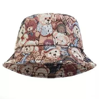 Кепка рыбака с изображением медведя из мультфильма, летняя, с плоским верхом, солнцезащитные шляпы для женщин, для путешествий на открытом воздухе, пляжная кепка, хлопковая кепка хаки