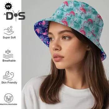 Кепка рыбака с принтом фламинго, унисекс, солнцезащитная кепка, двусторонняя, для путешествий и кемпинга, защита от ультрафиолета, складная, с короткими полями, для активного отдыха на природе D