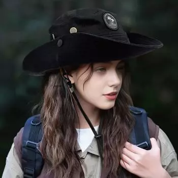 Кепка с большими полями для походов, женская, осенняя, для походов на открытом воздухе, солнцезащитная шляпа, ковбойская, мужская, ветрозащитная серый