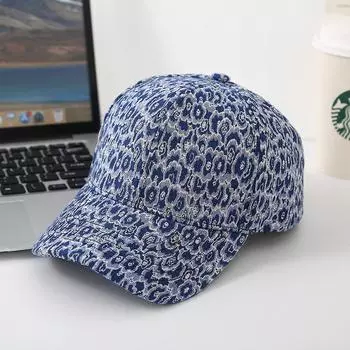 Кепка с леопардовым принтом женская уличная бейсболка со старым принтом, модная универсальная широкополая кепка с маленьким лицом M56-58cm чёрный