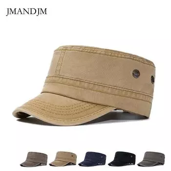 Кепка с плоским верхом из чистого хлопка мужская стираная военная кепка европейская и американская с большой окружностью головы мягкая кепка для отдыха на природе от солнца Adjustable тёмно-синий