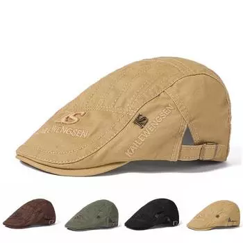 Кепка с язычком из хлопка, женская повседневная кепка с вышитым ретро-беретом, женская кепка от солнца M56-58cm тёмно-синий