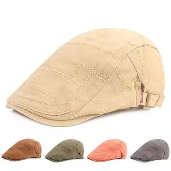 Кепка с язычком утки со сломанным отверстием для мужчин и женщин, старая беретная шляпа в стиле ретро, литературная молодежная кепка с язычком утки M56-58cm серый