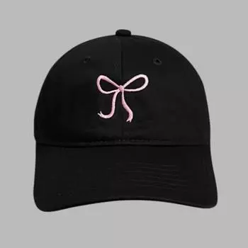 Кепка с розовым бантом и вышивкой для женщин, милая и милая бейсболка с мягким верхом M