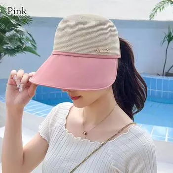 Кепка с широкими полями для солнца, складная пляжная кепка, летняя шляпа для женщин розовый