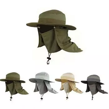 Кепка с сушкой и полями для походов и спорта Кепка с широкими полями для защиты от солнца Кепка с клапаном для рыбалки темно серый