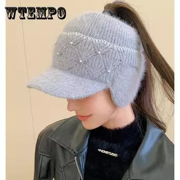 Кепка с утиным язычком, женская, корейская версия, зимняя, с пустым верхом, бейсболка для тепла и защиты ушей one size