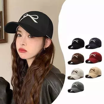 Кепка с вышитым бантом, женская летняя бейсболка с широкими полями темно-синий