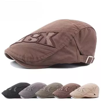 Кепка с вышитыми буквами для людей среднего и пожилого возраста, хлопковая кепка, повседневный берет, козырек для улицы Adjustable серый