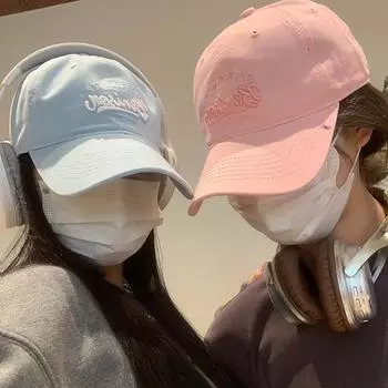 Кепка с вышитыми буквами для женщин, универсальная, большая окружность головы, широкие поля, мягкий верх, американская ретро-бейсболка M розовый