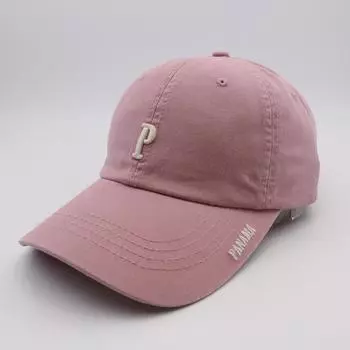 Кепка с вышитыми полями в японском и корейском стиле с буквой P, универсальная, уличная, с мягким верхом, бейсболка, кепка для пары, новая Adjustable розовый