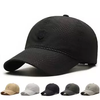 Кепка с вышивкой R, быстросохнущая, дышащая, мужская, бейсболка для активного отдыха, спортивная, сетчатая чёрный
