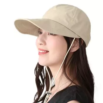 Кепка с защитой от УФ-лучей, водоотталкивающая, с подбородочным ремешком, мягкая шляпа, бежевая [DreamHats] UPF50+ (Отталкивает воду) (Легкий материал) (складываемый) Весна лето