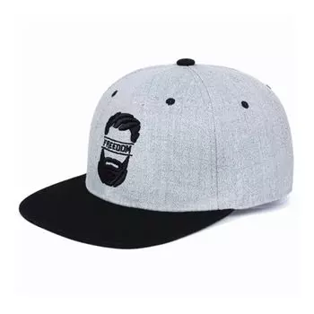 Кепка Snapback Bearded Father большого размера, корейская, бородатая, с глубоким бейсболом, популярная, стильная, с вышитым прямым логотипом [Aglem], мужская (Серый (свобода))