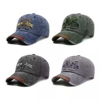 Кепка Snapback из выстиранного денима Винтажные хип-хоп шляпы Солнцезащитная кепка Trucker Hat Лето Осень синий