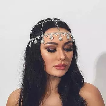 Кепка со стразами и кисточками, головной убор, серебристая капля, имитация кристалла, цепочка на голову, ревущие аксессуары для волос 1920-х годов, кепка для вечеринки в честь танца живота, головные уборы, свадебная голова
