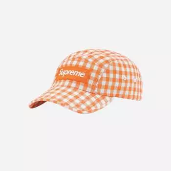 Кепка Supreme Gingham Camp Оранжевая 23SS -