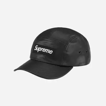 Кепка Supreme Leather Camp Черная 21SS -
