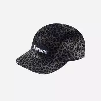 Кепка Supreme Leopard Velvet Camp Черная 24SS