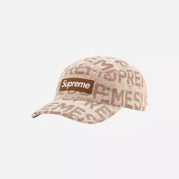 Кепка Supreme Terry Spellout Camp Бежевая 22SS -