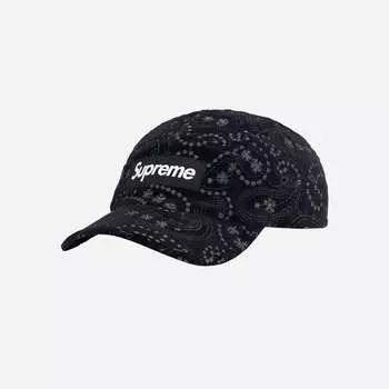 Кепка Supreme Velvet Paisley Camp, черная, 23FW -