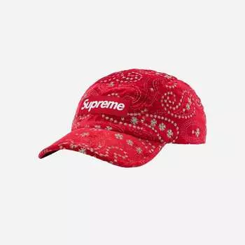 Кепка Supreme Velvet Paisley Camp Красная 23FW -