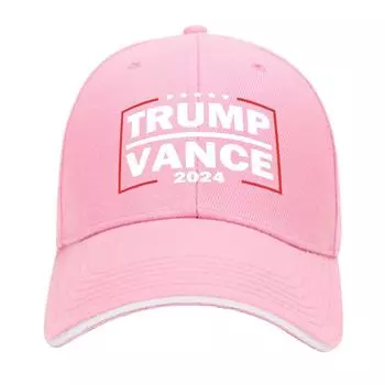 Кепка Trump Vance 2024 года с вышивкой, регулируемая кепка для папы для мужчин и женщин (розовый)
