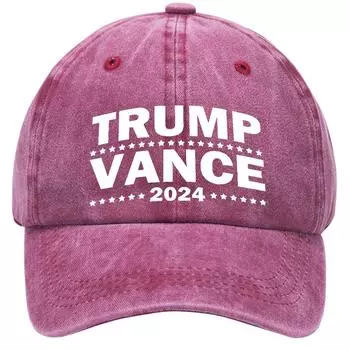 Кепка Trump Vance 2024 года с вышивкой, регулируемая кепка для папы для мужчин и женщин (Красное вино)