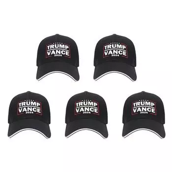 Кепка Trump Vance 2024 года с вышивкой, регулируемая кепка для папы для мужчин и женщин (черный)