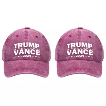 Кепка Trump Vance 2024 года с вышивкой, регулируемая кепка для папы для мужчин и женщин (Красное вино)