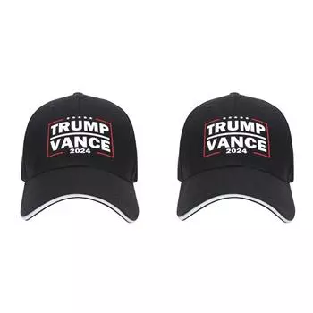 Кепка Trump Vance 2024 года с вышивкой, регулируемая кепка для папы для мужчин и женщин (черный)