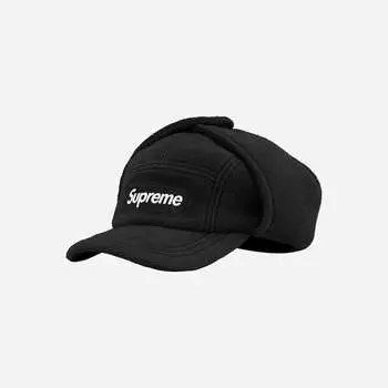 Кепка-ушанка Supreme Polartec, черная, 21FW -
