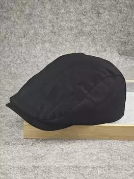 Кепка в британском стиле Простой повседневный модный берет Литературный ретро Большой обхват головы Мужская шляпа Парная Женская шляпа 57-58cm чёрный
